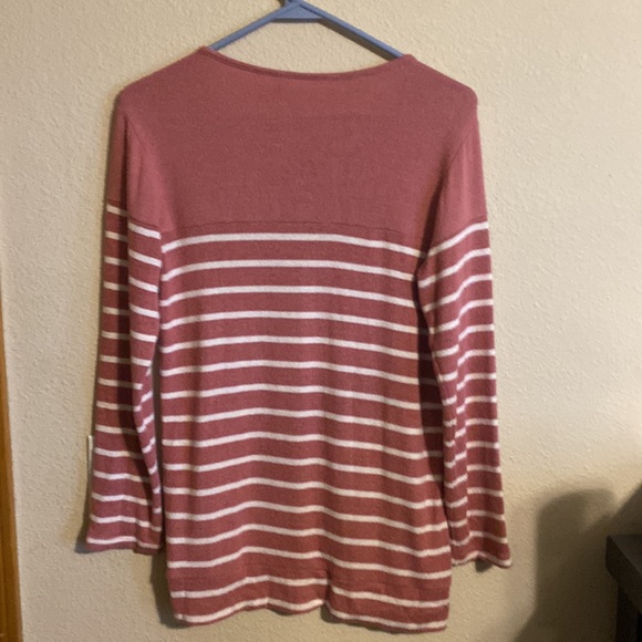 Market & Spruce striped thin sweater with buttons size small - Picture 5 of 5